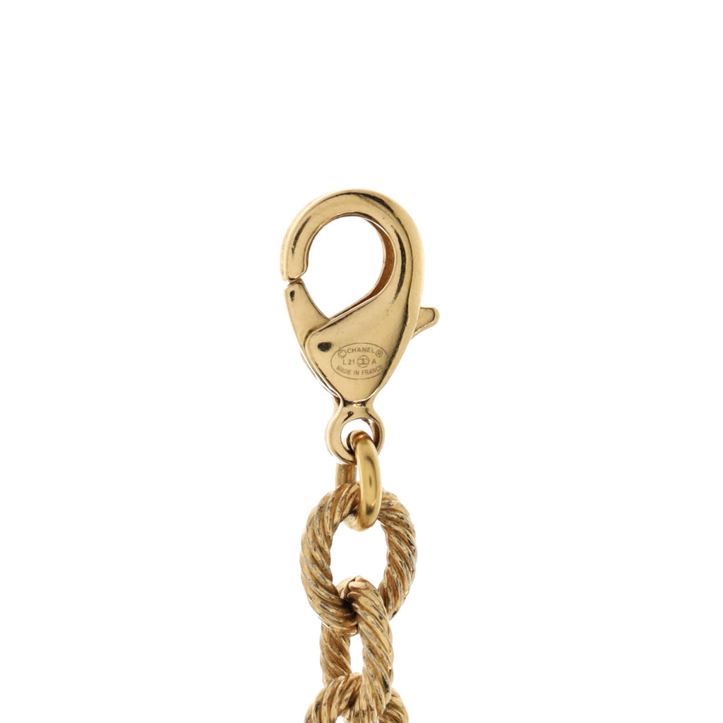 Quilted CC Pendant Chain Necklace Metal Large