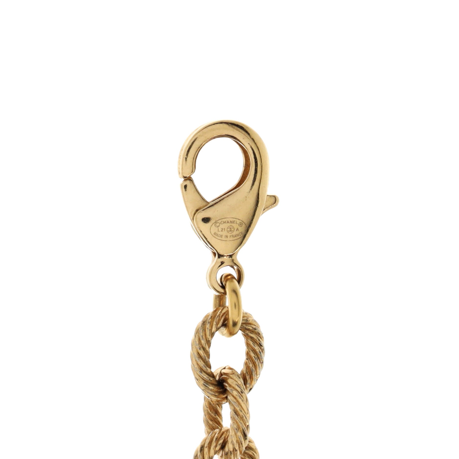Quilted CC Pendant Chain Necklace Metal Large