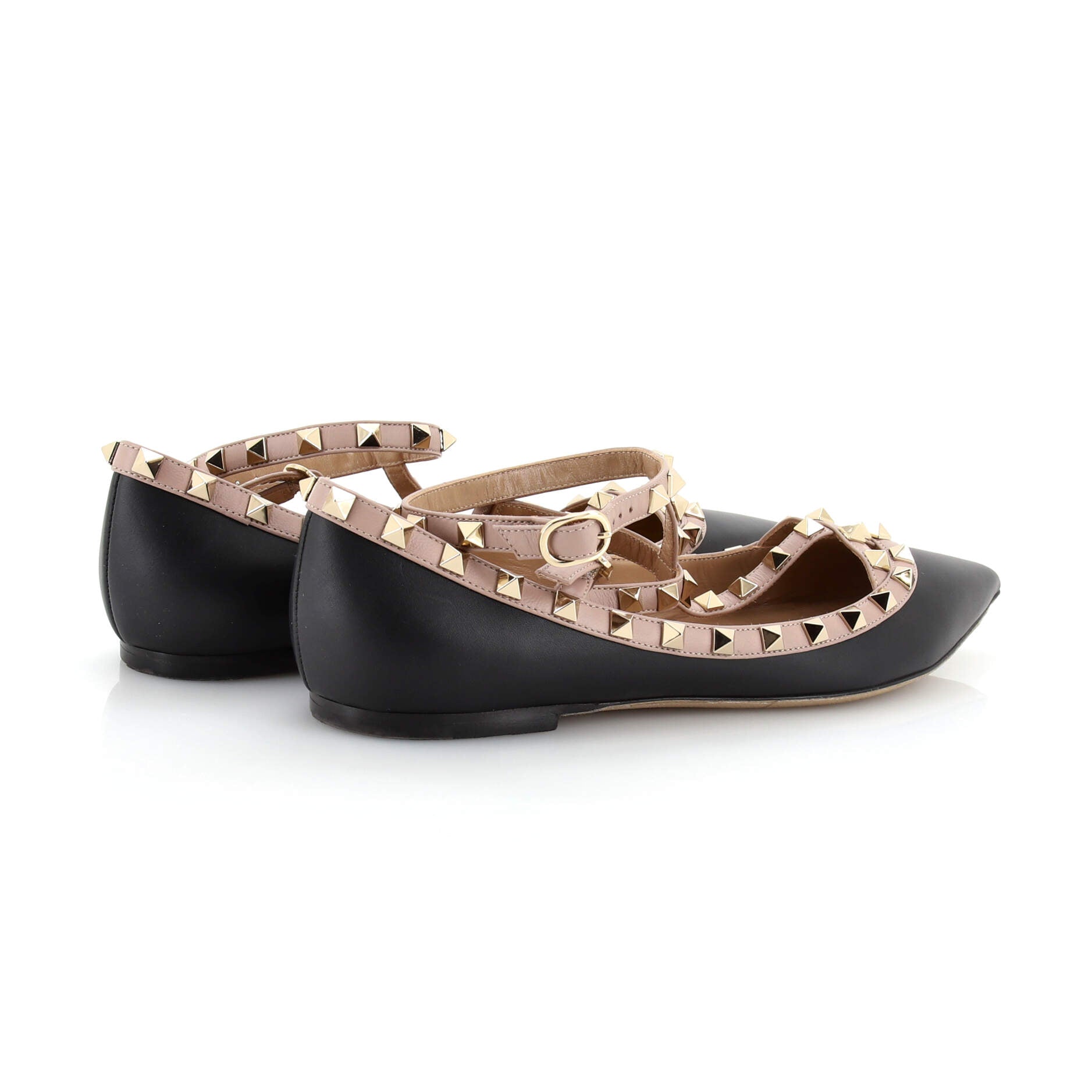 Women's Rockstud Caged Ballerina Flats Leather