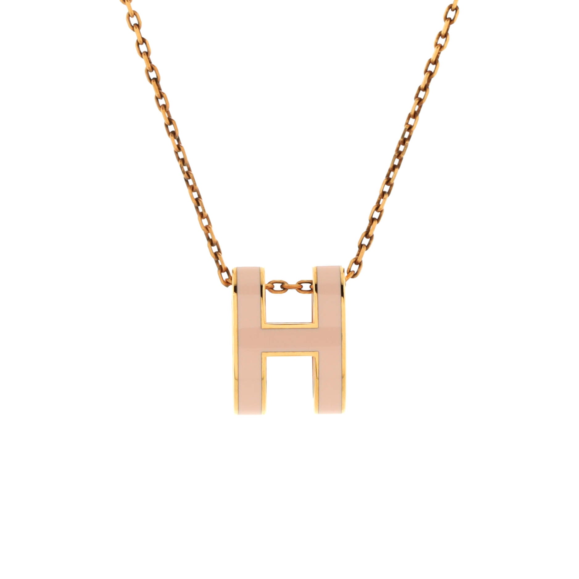 Pop H Pendant Chain Necklace Metal and Enamel Mini