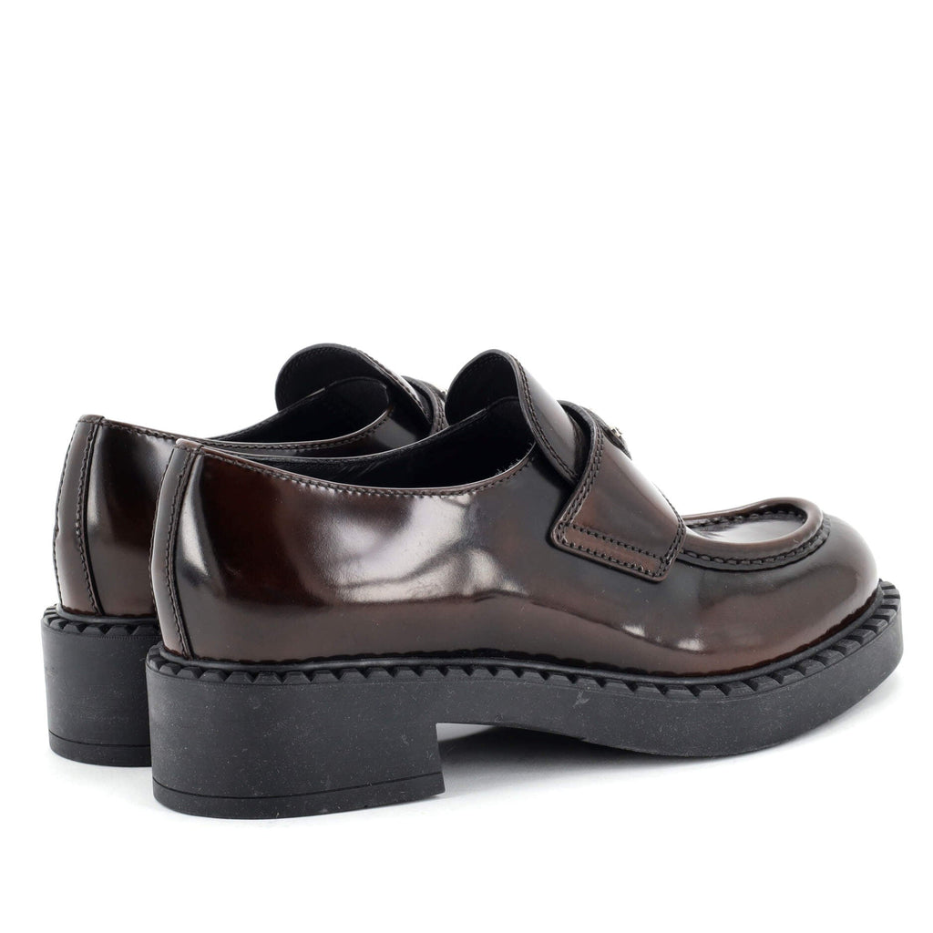 Women's Triangle Logo Loafers Spazzolato Leather