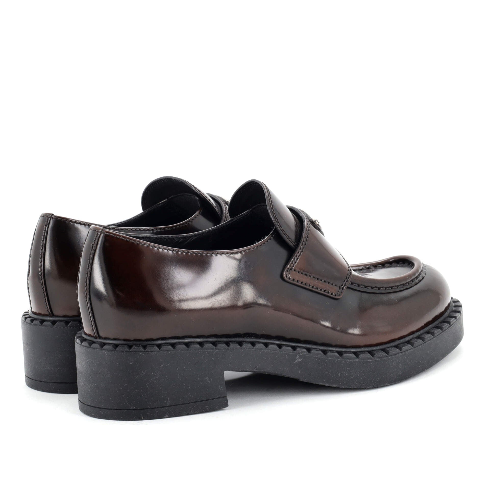 Women's Triangle Logo Loafers Spazzolato Leather