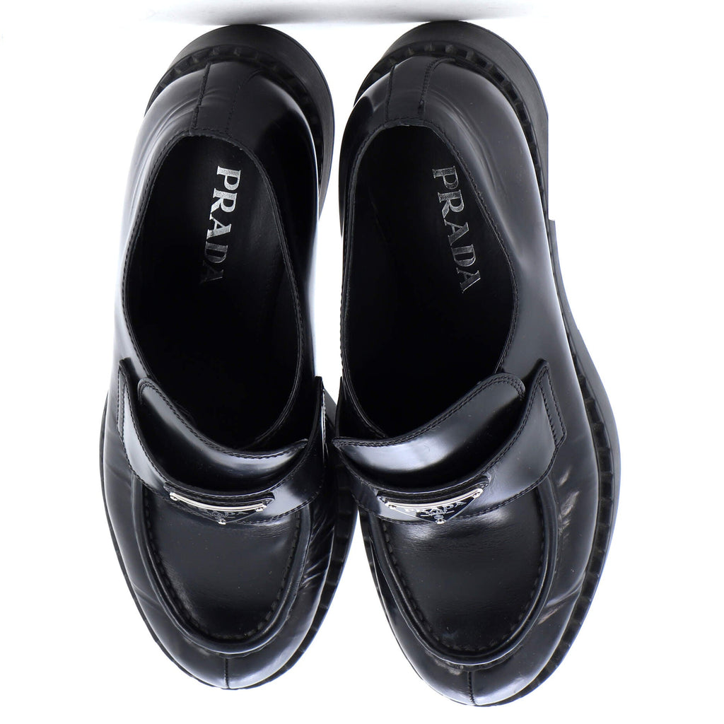 Women's Triangle Logo Loafers Spazzolato Leather
