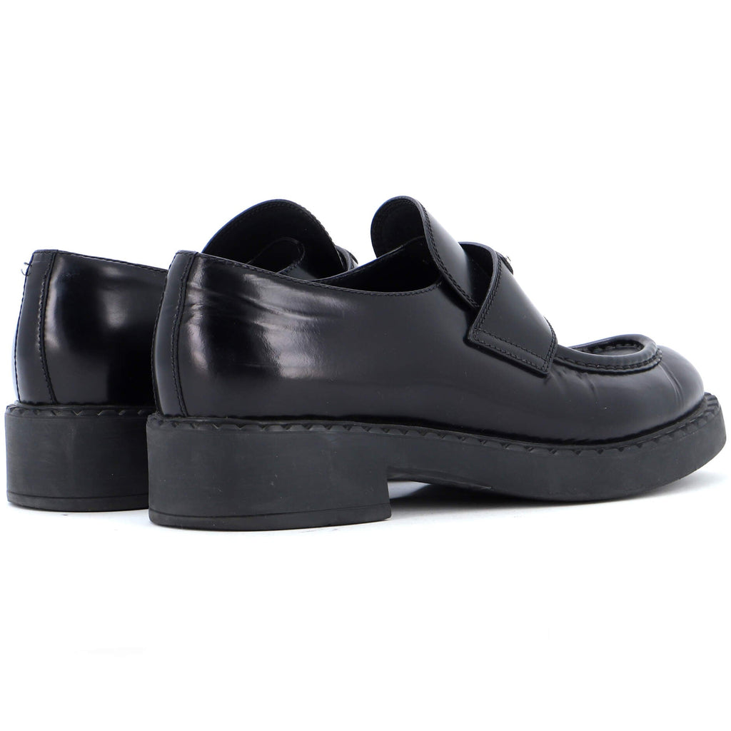 Women's Triangle Logo Loafers Spazzolato Leather