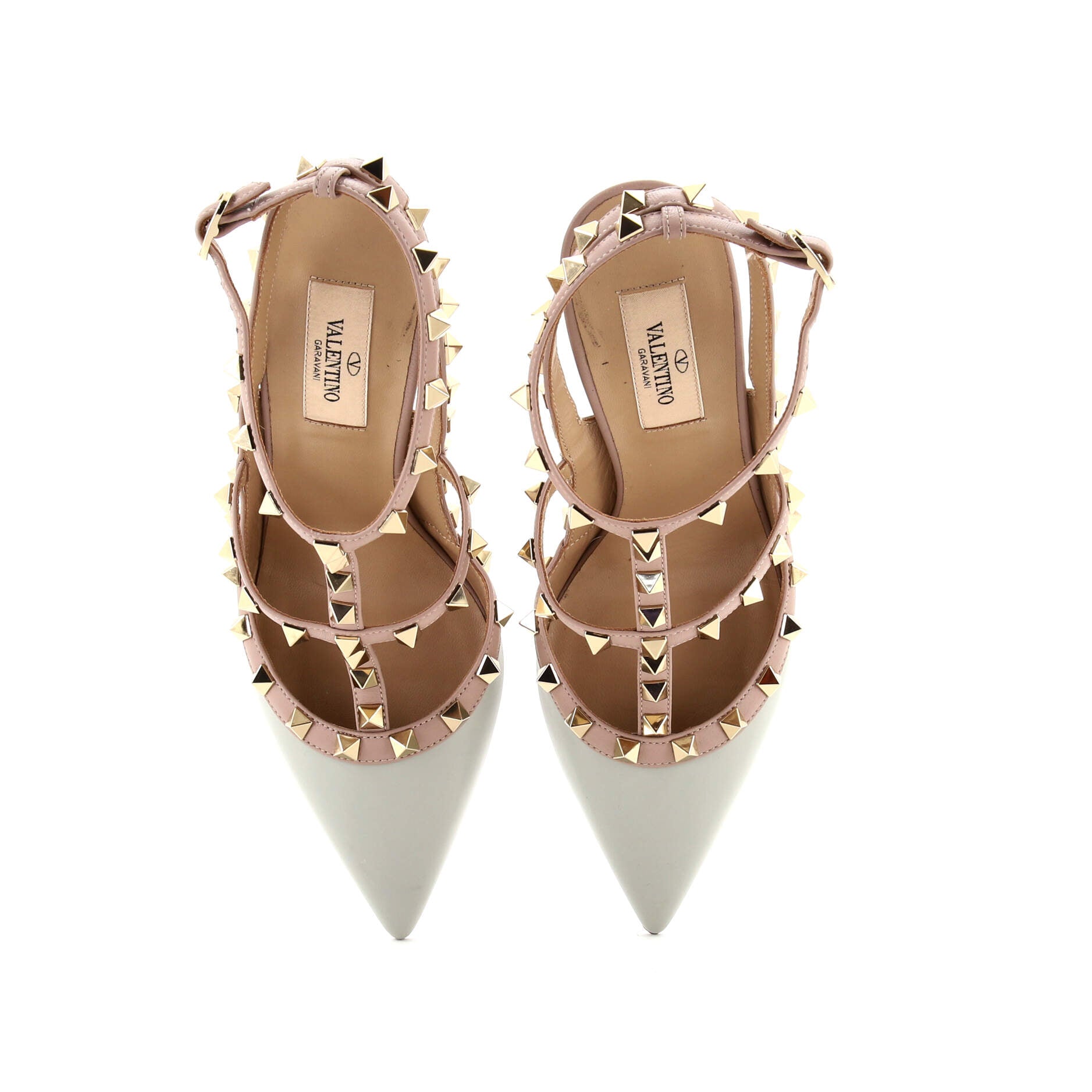 Women's Rockstud Ankle Strap Pumps Leather 100