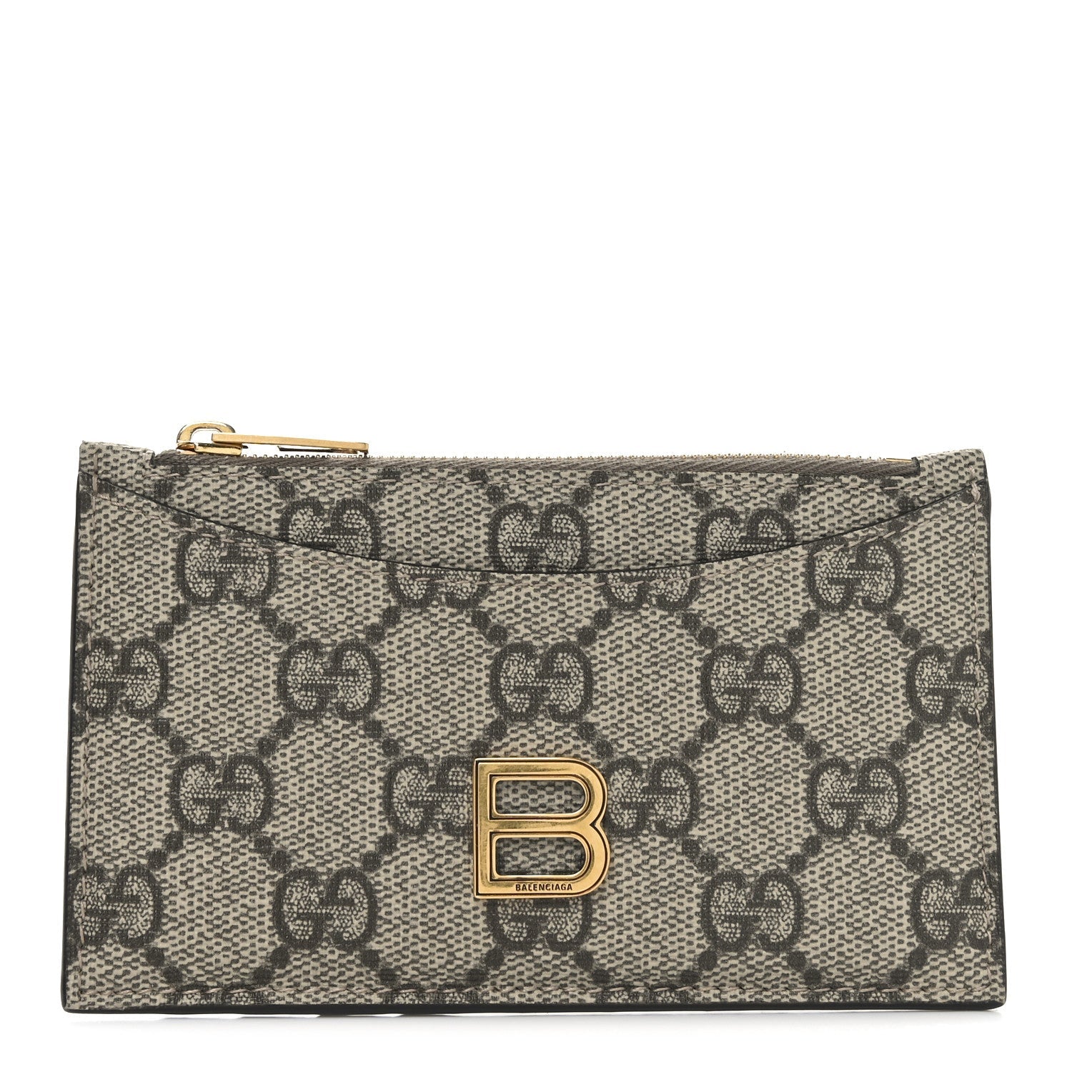 X BALENCIAGA GG Supreme Monogram Zip  Case Beige Ebony