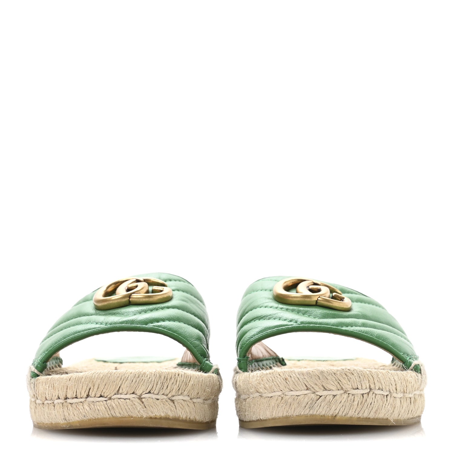 Nappa Matelasse GG Marmont Espadrille Slide Sandals 35.5 New Shamarock