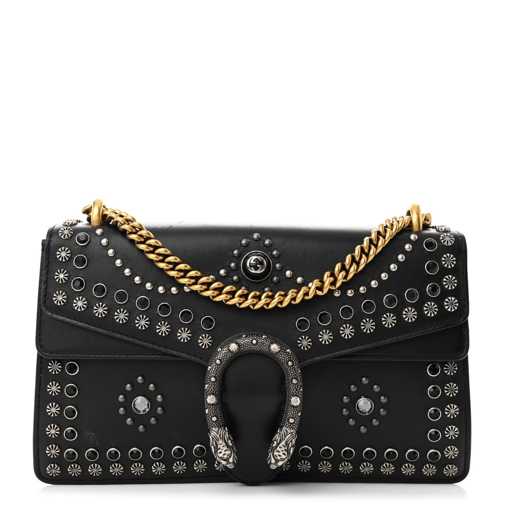 Calfskin Studded Small Dionysus Shoulder Bag Black