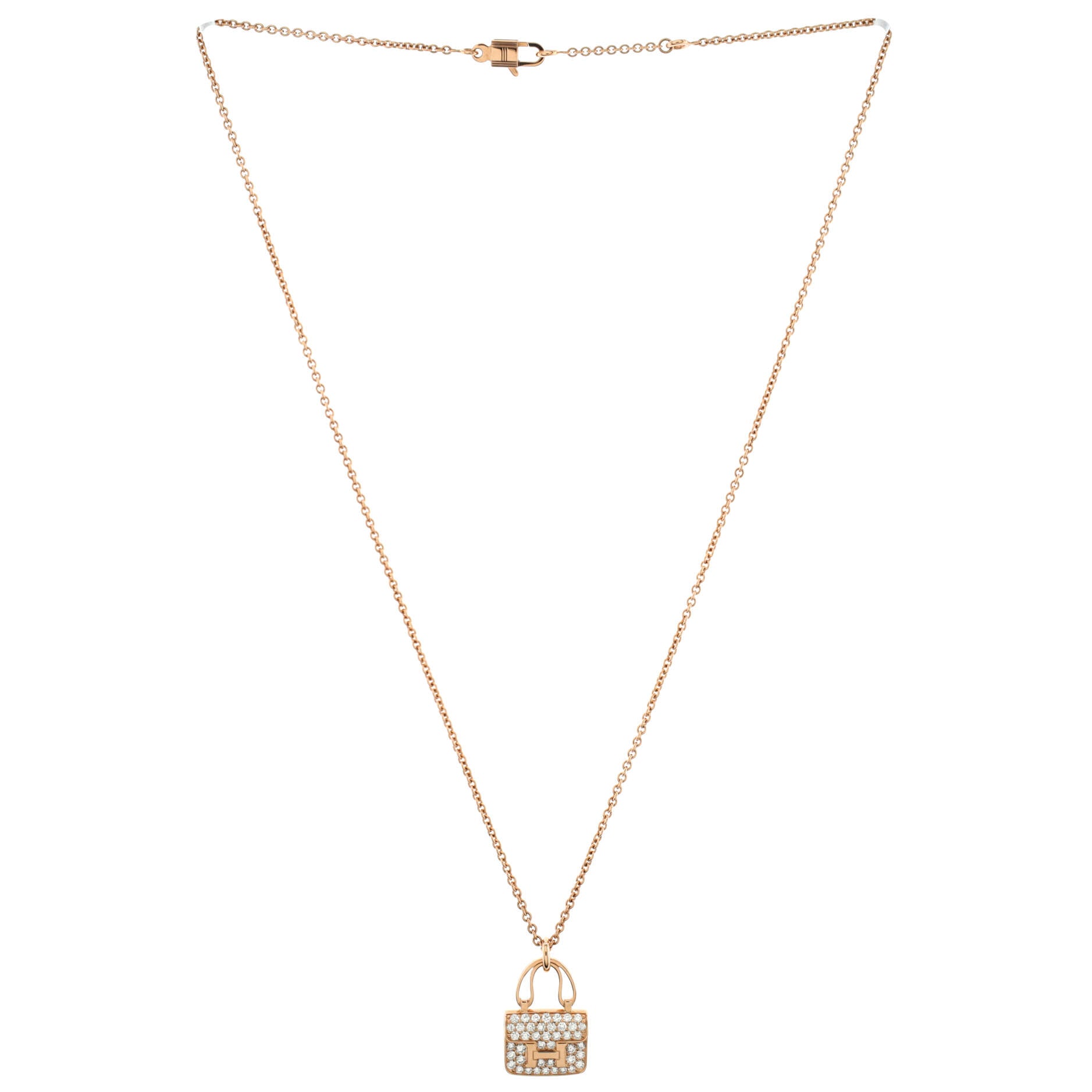 Amulettes Constance Pendant NM Necklace 18K Rose Gold and Diamonds