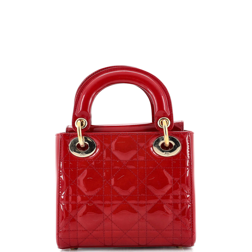 Lady Dior Chain Bag Cannage Quilt Patent Mini