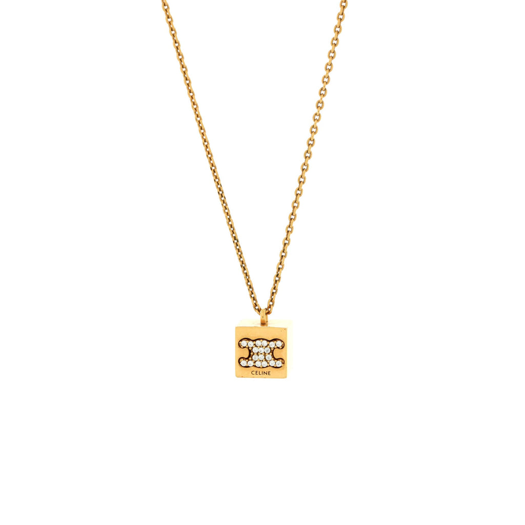 Triomphe Cube Pendant Necklace Metal with Crystals