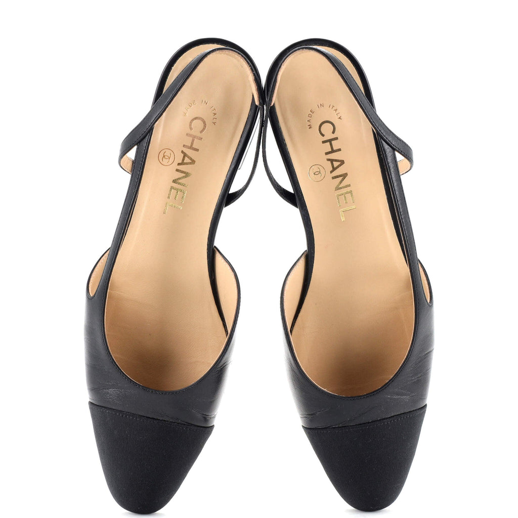 Women's Cap Toe CC Slingback Flats Leather