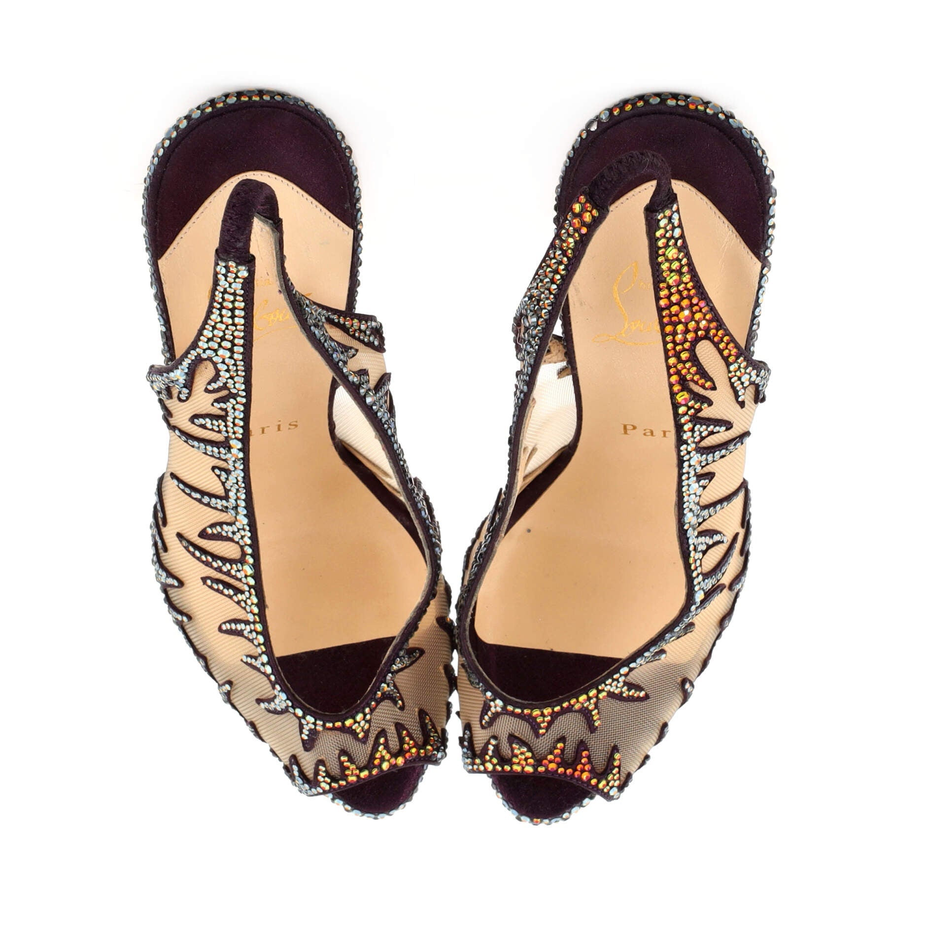 Women's Marlena Peep Toe Pumps Crystal Embellished Mesh 140