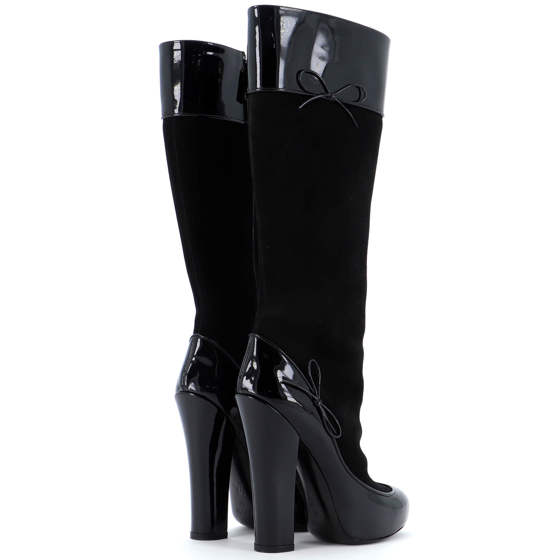 Women's Knee High Boots Patent and Suede