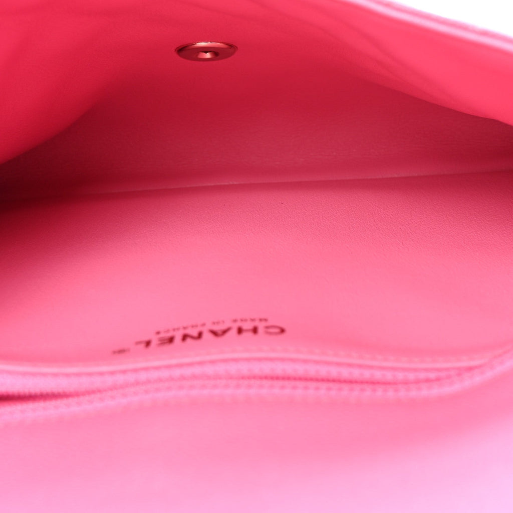 Caviar Quilted Flap Clutch Pink