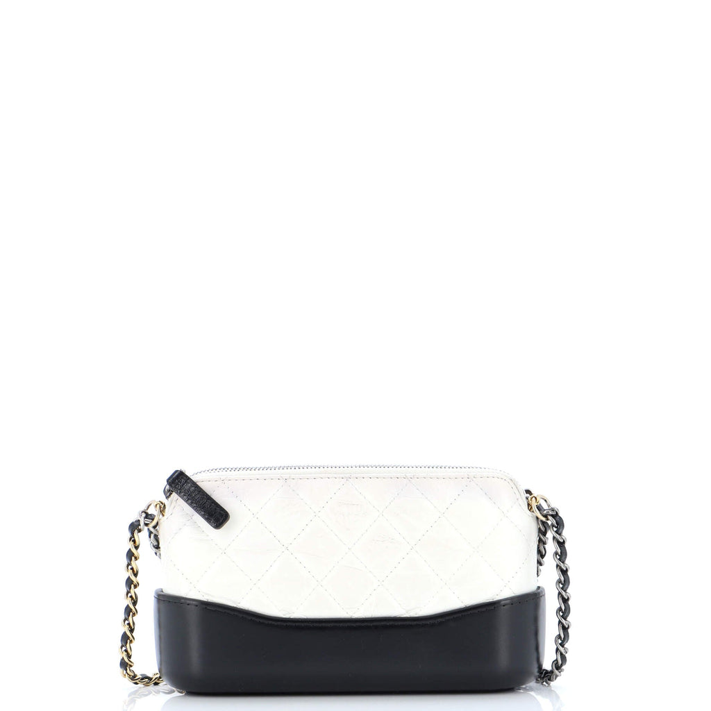 Gabrielle Double Zip Clutch with Chain Quilted Aged Calfskin