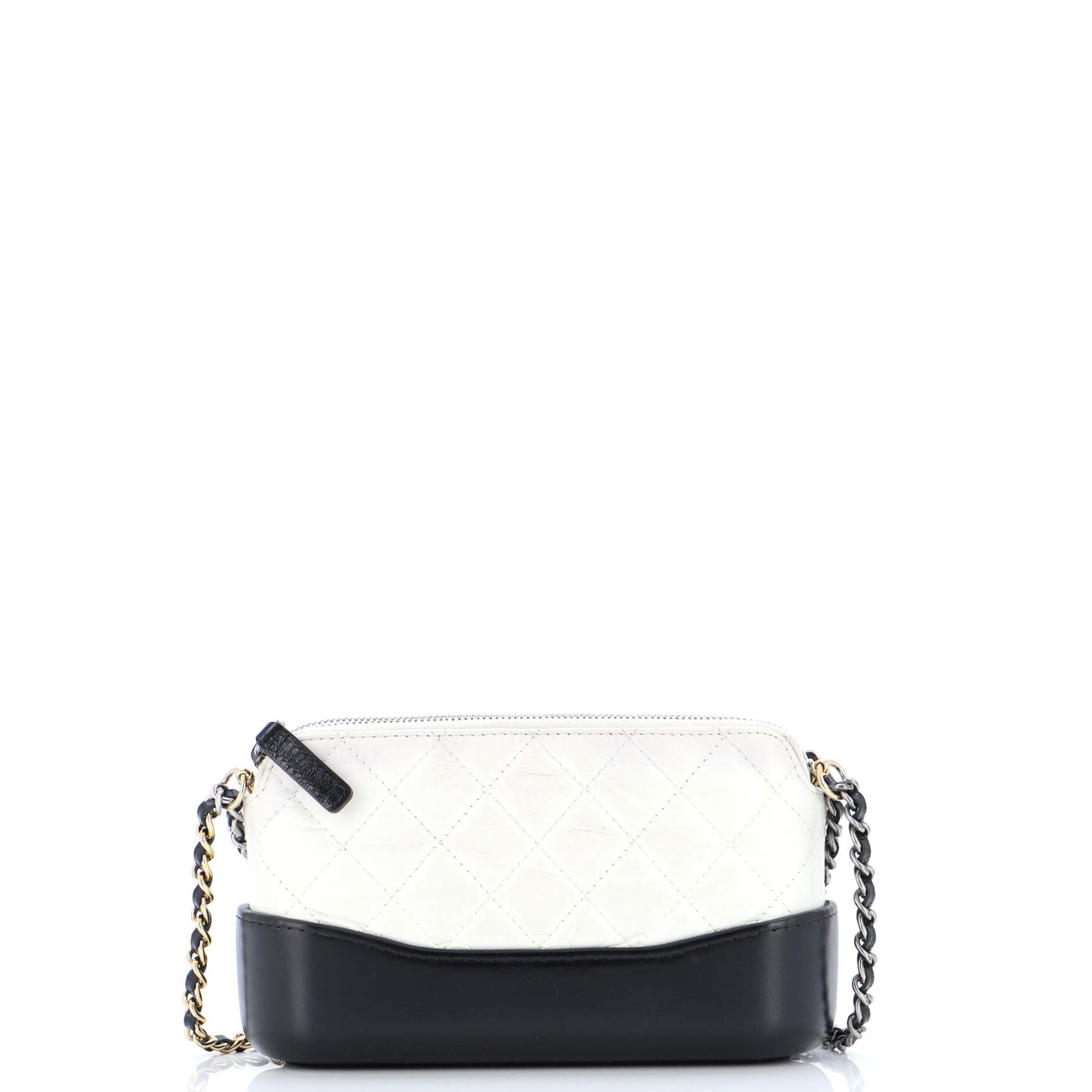 Gabrielle Double Zip Clutch with Chain Quilted Aged Calfskin