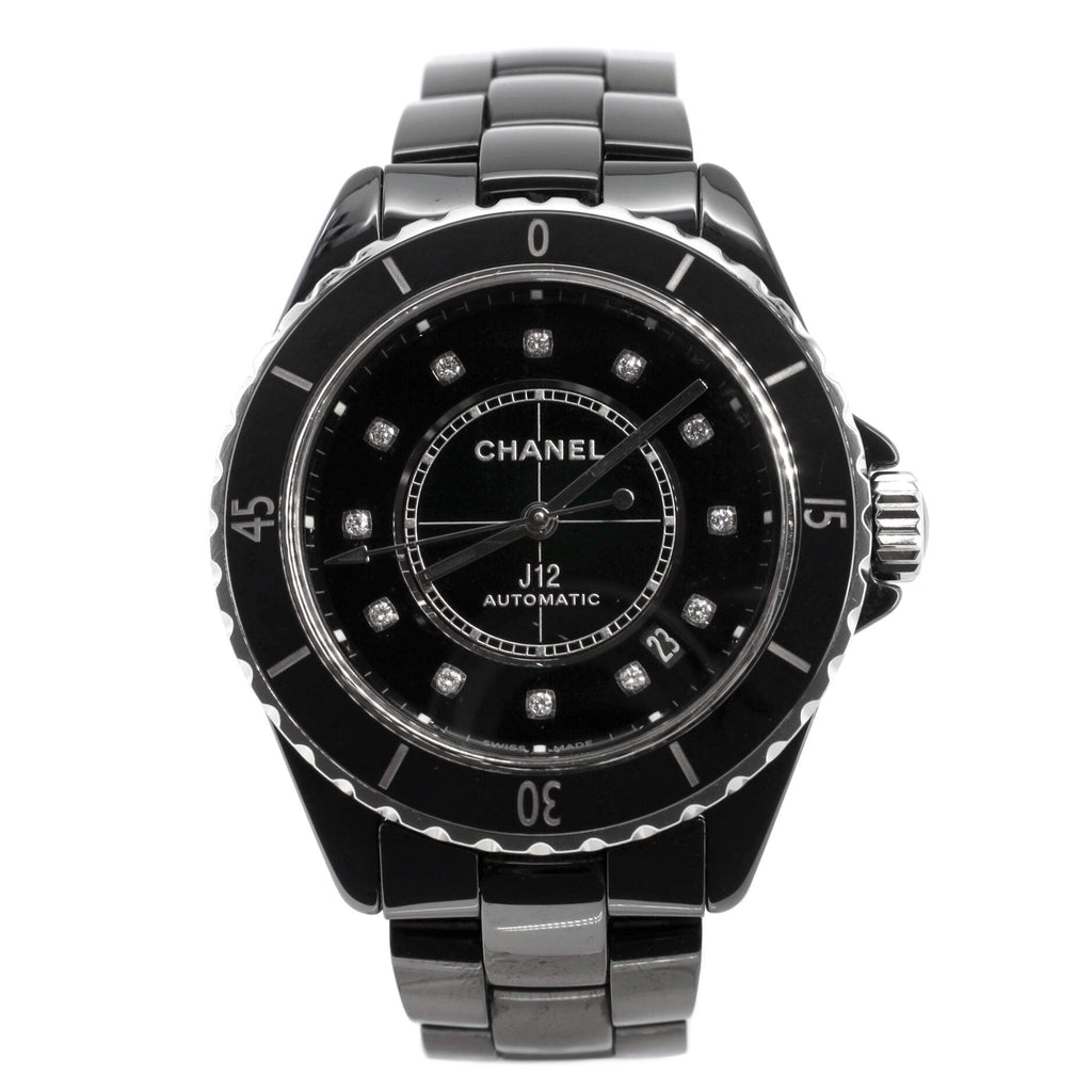 J12 Automatic Watch Ceramic and Stainless Steel with Diamond Markers 38