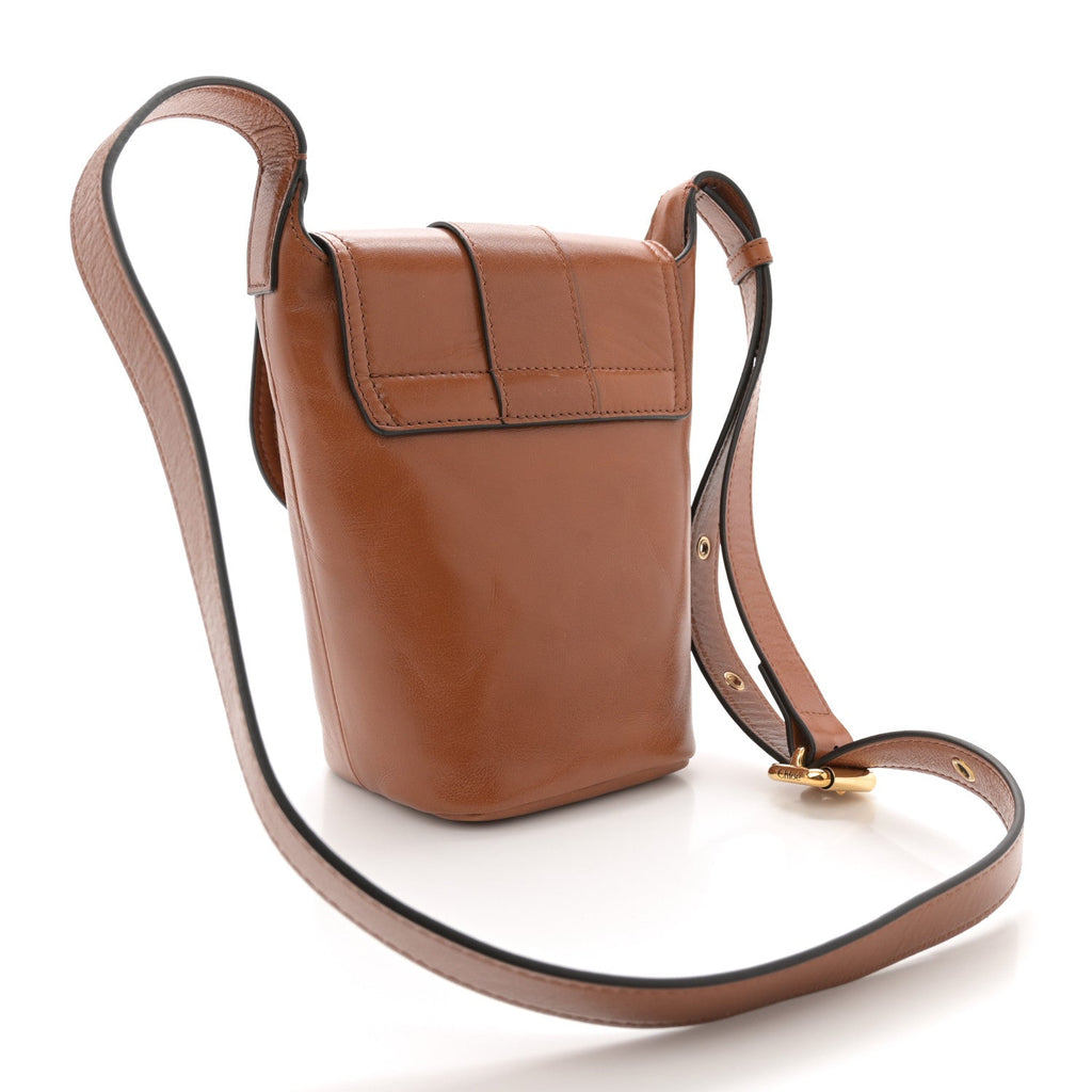 Shiny Calfskin Mini Saddle Bag Clay Brown