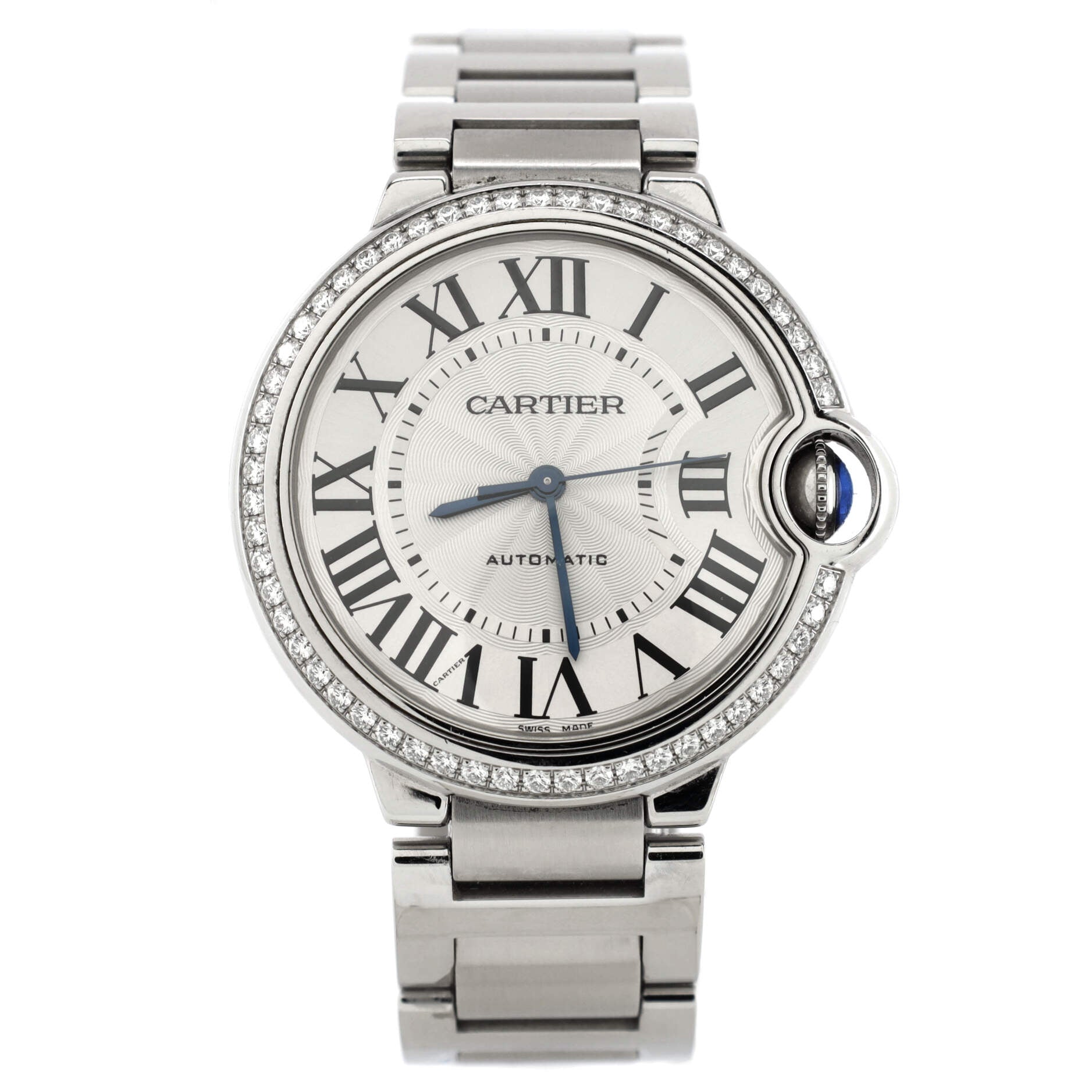 Ballon Bleu de Cartier Automatic Watch Stainless Steel with Diamond Bezel 36