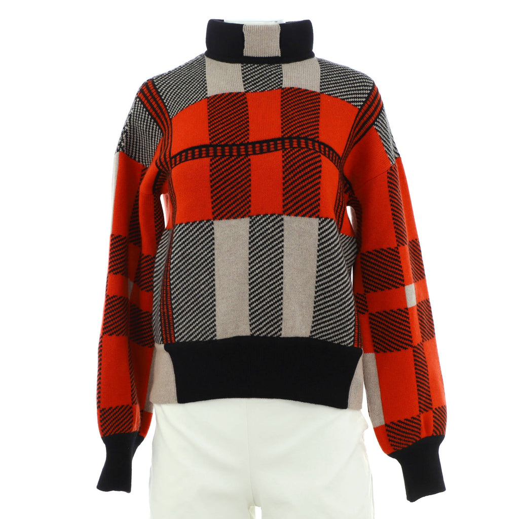 Women's Tartan Long Sleeve Sweater Cashmere