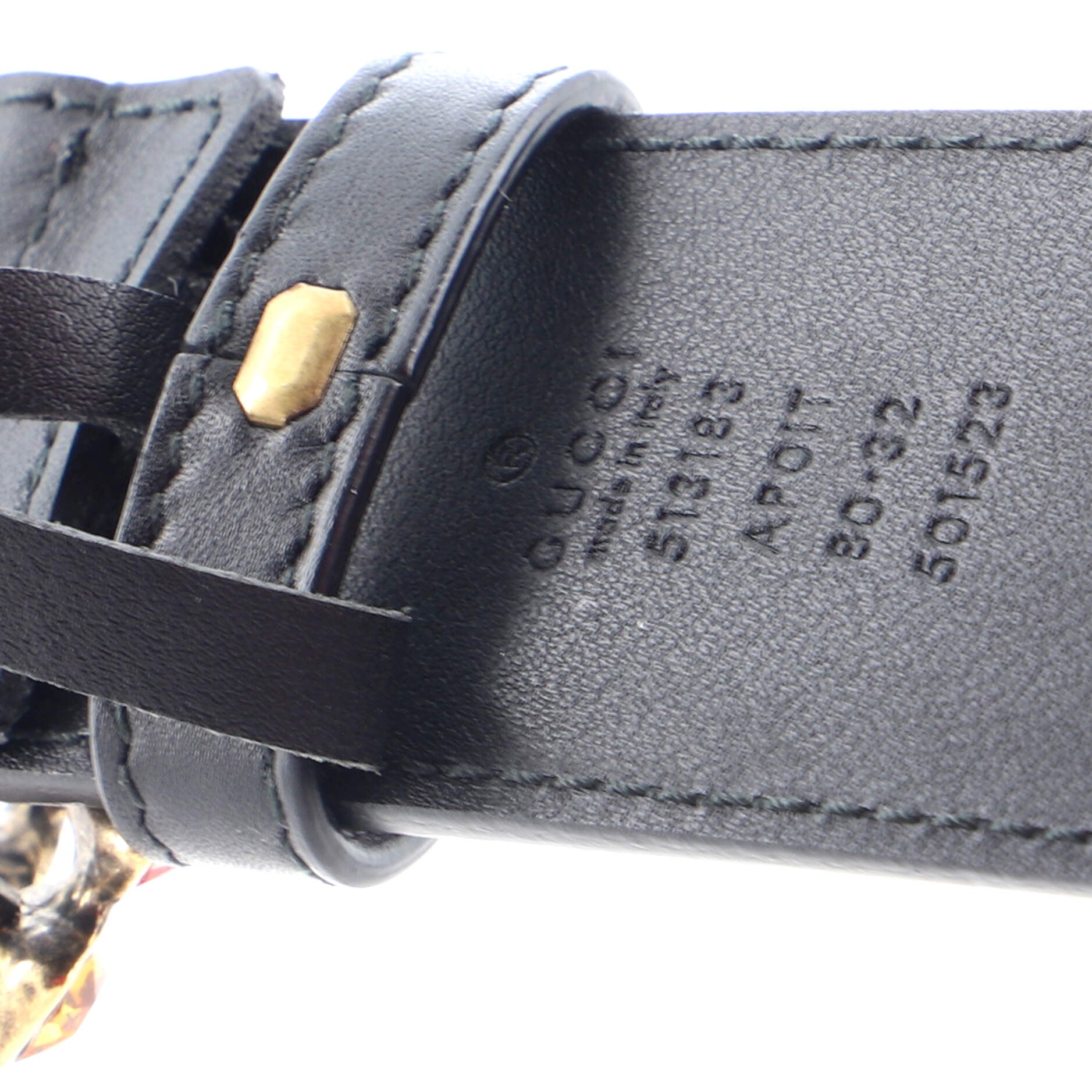 GG Marmont Belt Leather with Multicolor Crystals Wide 80