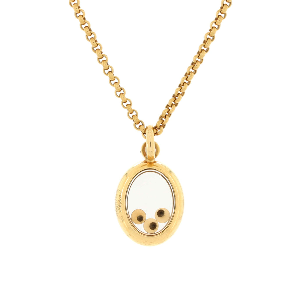 Happy Diamonds 3 Diamonds Oval Icons Pendant Necklace 18K Yellow Gold with Floating Diamonds