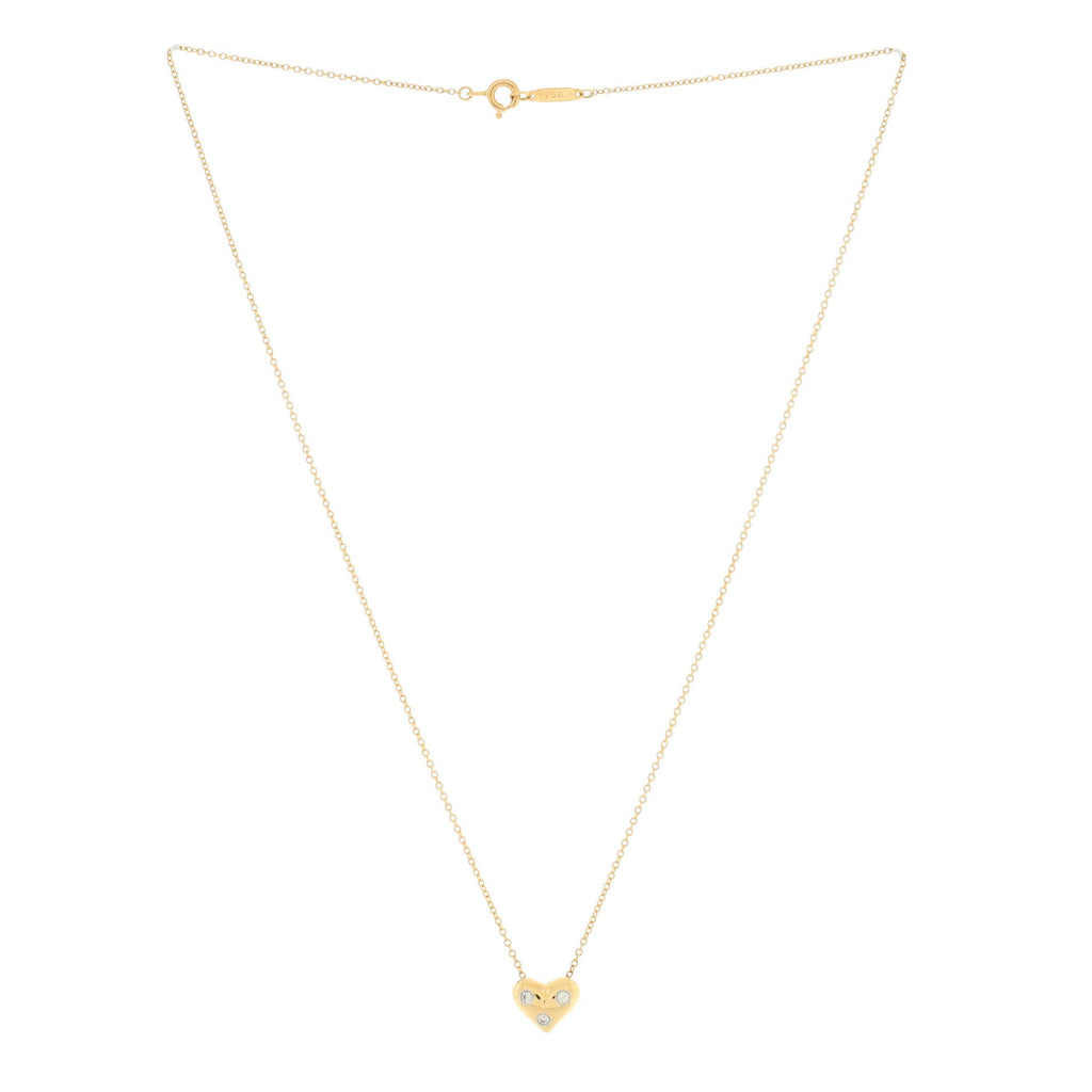 Etoile Heart 3 Diamond Pendant Necklace 18K Yellow Gold with Platinum and Diamonds