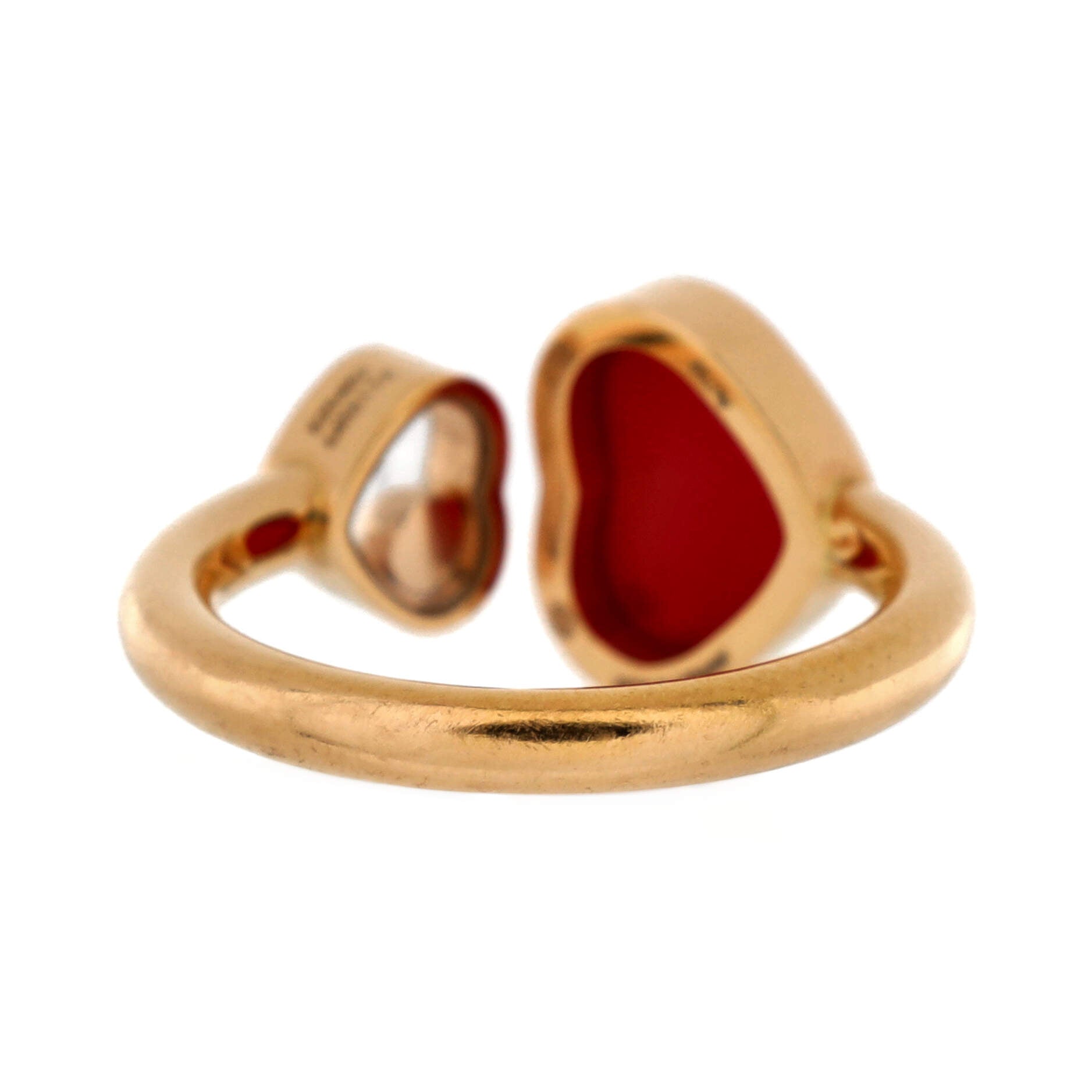Happy Hearts Ring 18K Rose Gold and Carnelian with 1 Floating Diamond