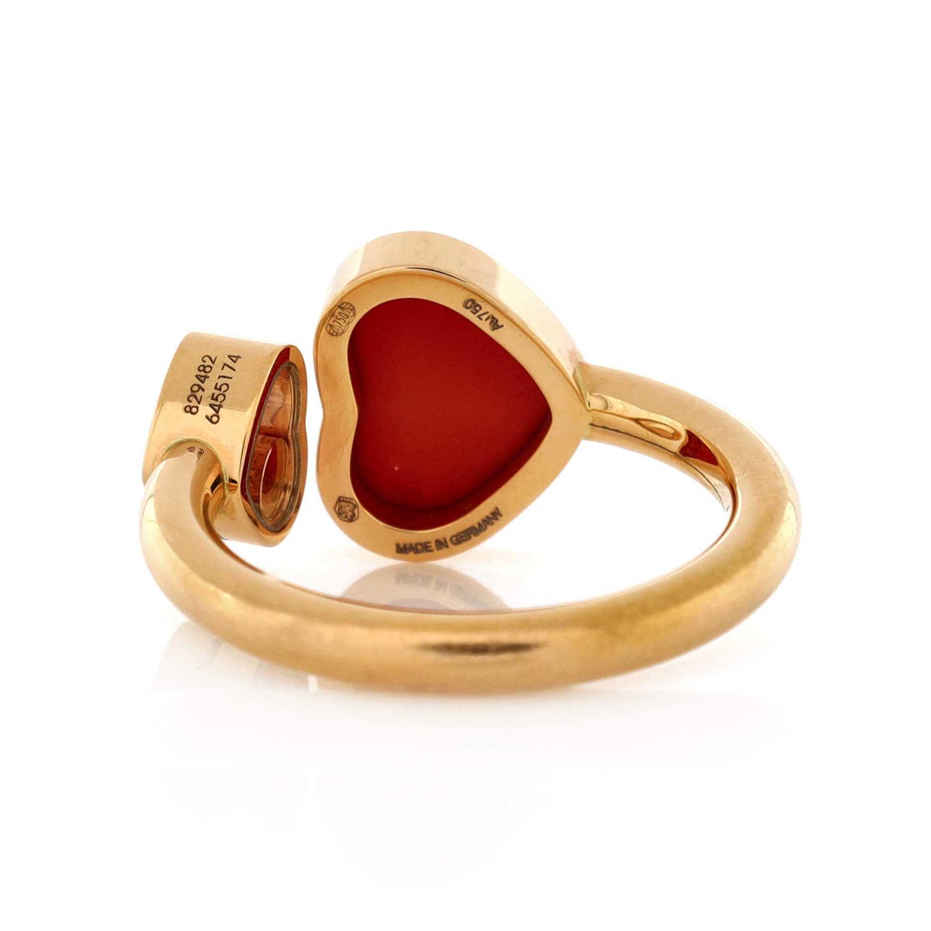 Happy Hearts Ring 18K Rose Gold and Carnelian with 1 Floating Diamond