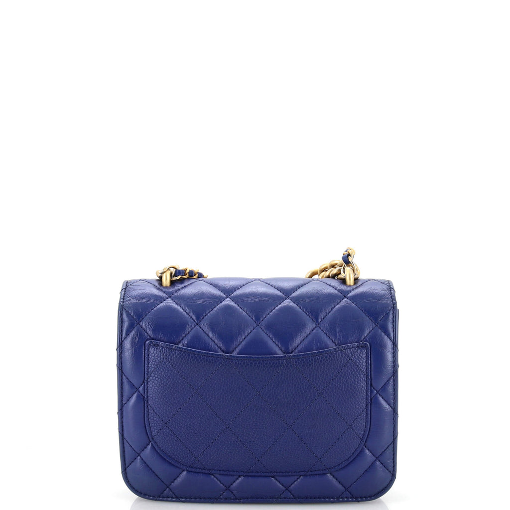 Chain Handle Flap Bag Quilted Calfskin with Caviar Mini