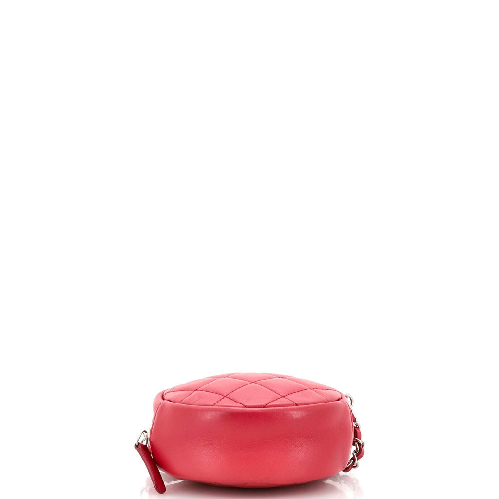 Round Clutch with Chain Quilted Lambskin Mini