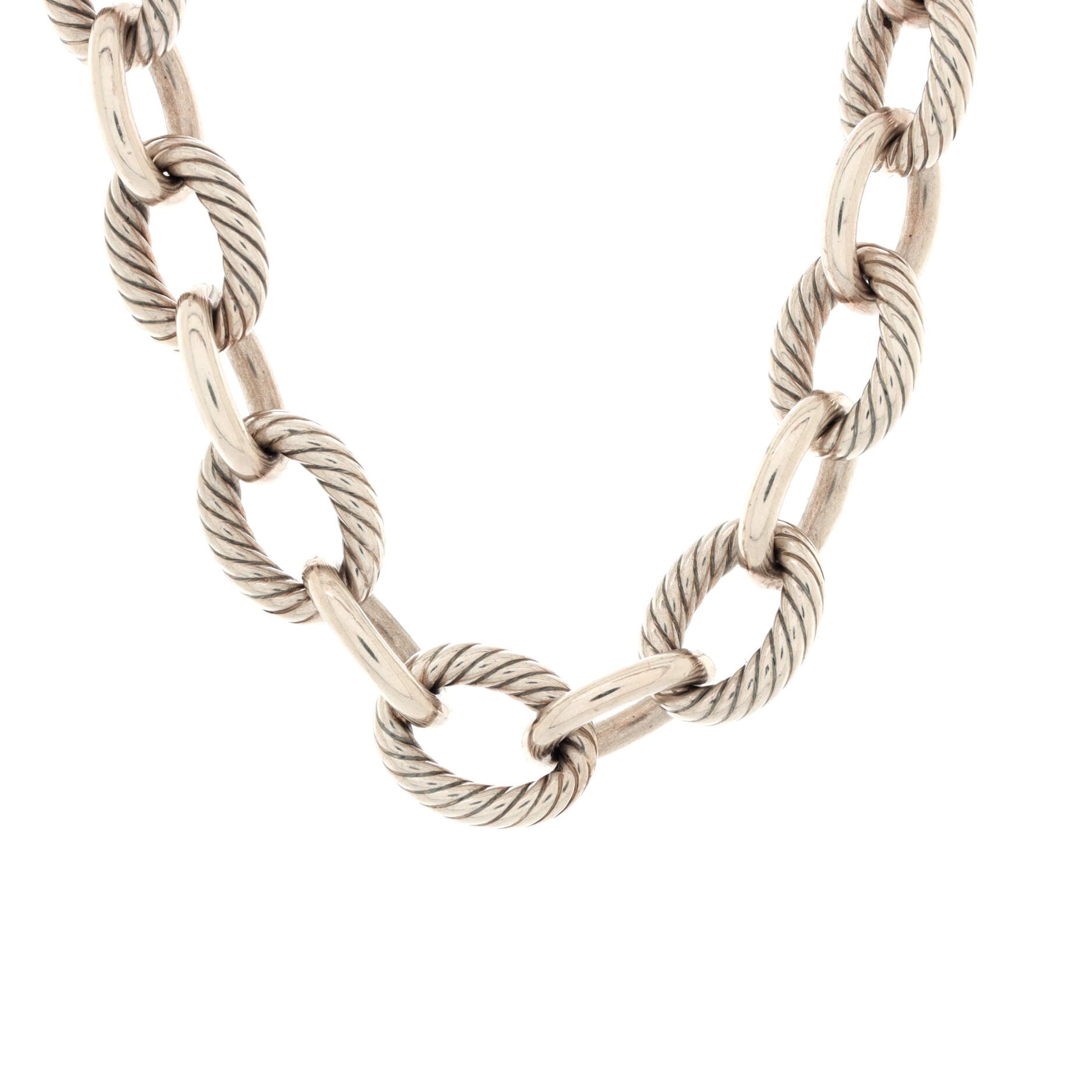 Oval Link Necklace Sterling Silver and Ceramic Medium