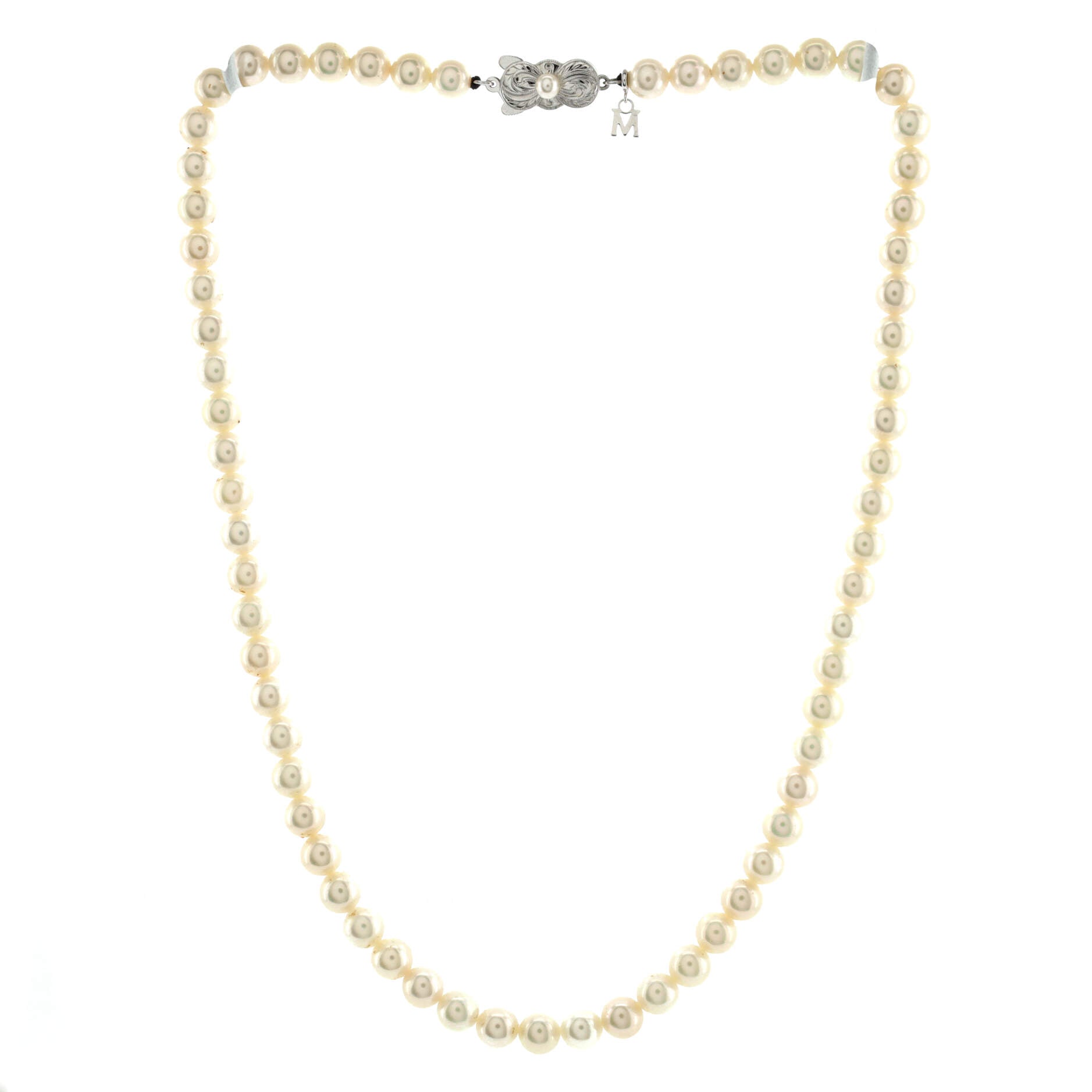 Single Strand Necklace Pearls with Sterling Silver 6mm