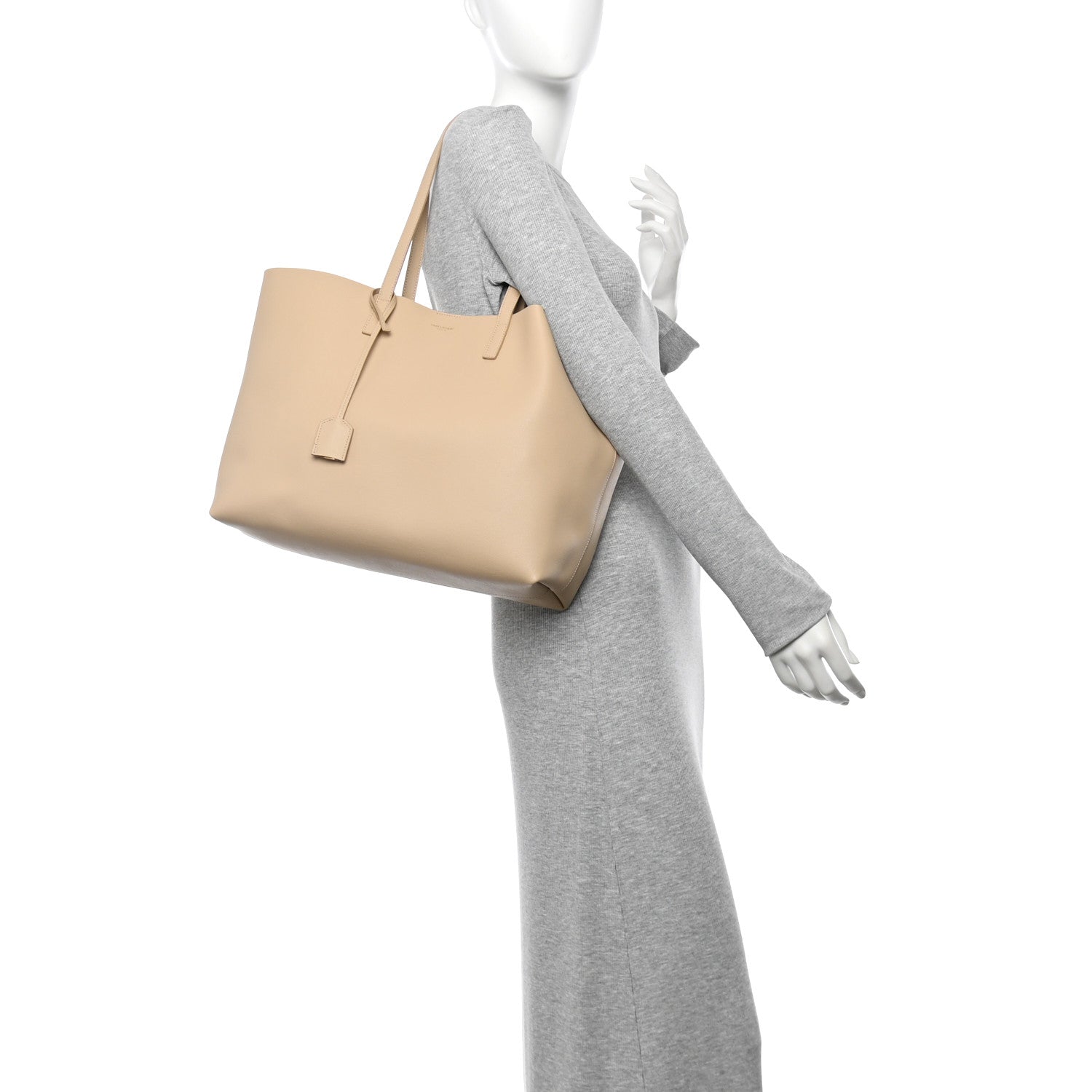 Calfskin Large Shopping Tote Nude Powder