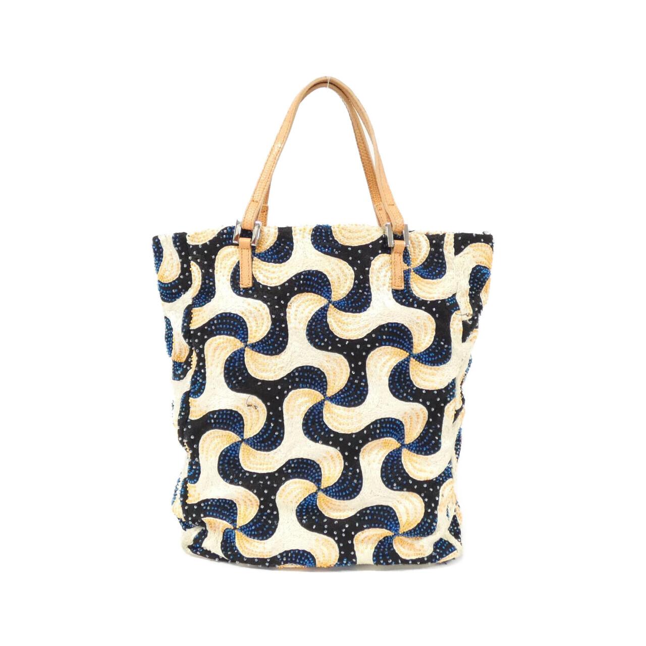 Fendi Canvas Beads Leather Bag