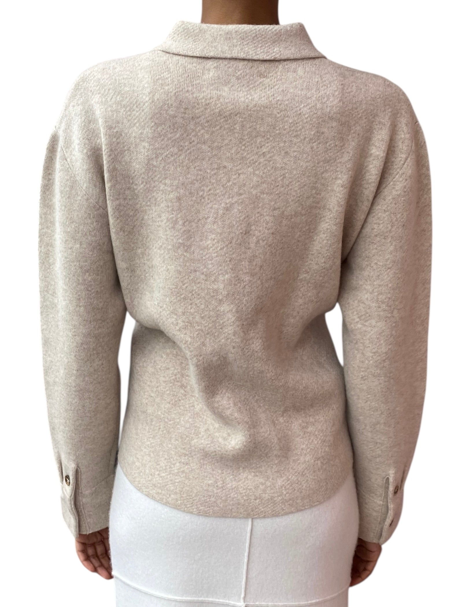 La Linge Oatmeal Beige Cashmere Blend Polo Sweater - S