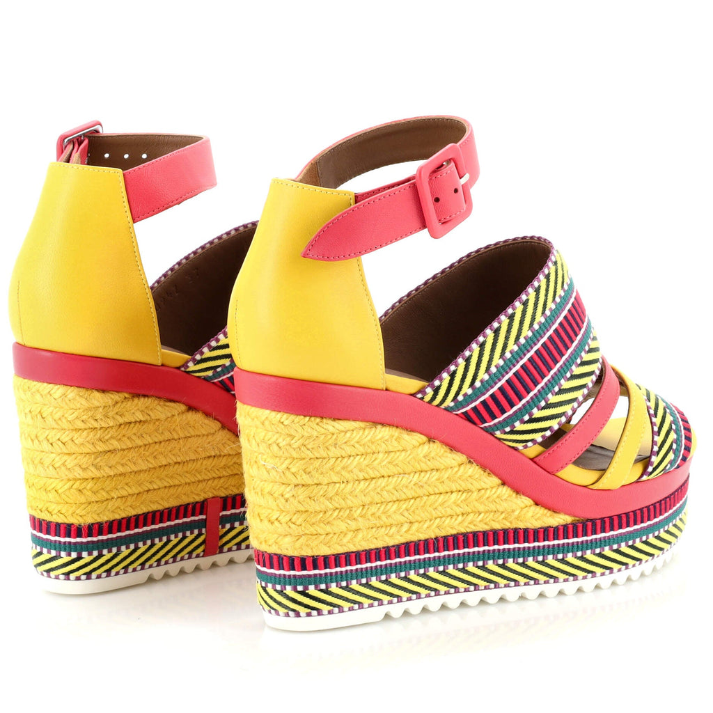 Women's Roma Wedge Espadrille Sandals Leather and Canvas