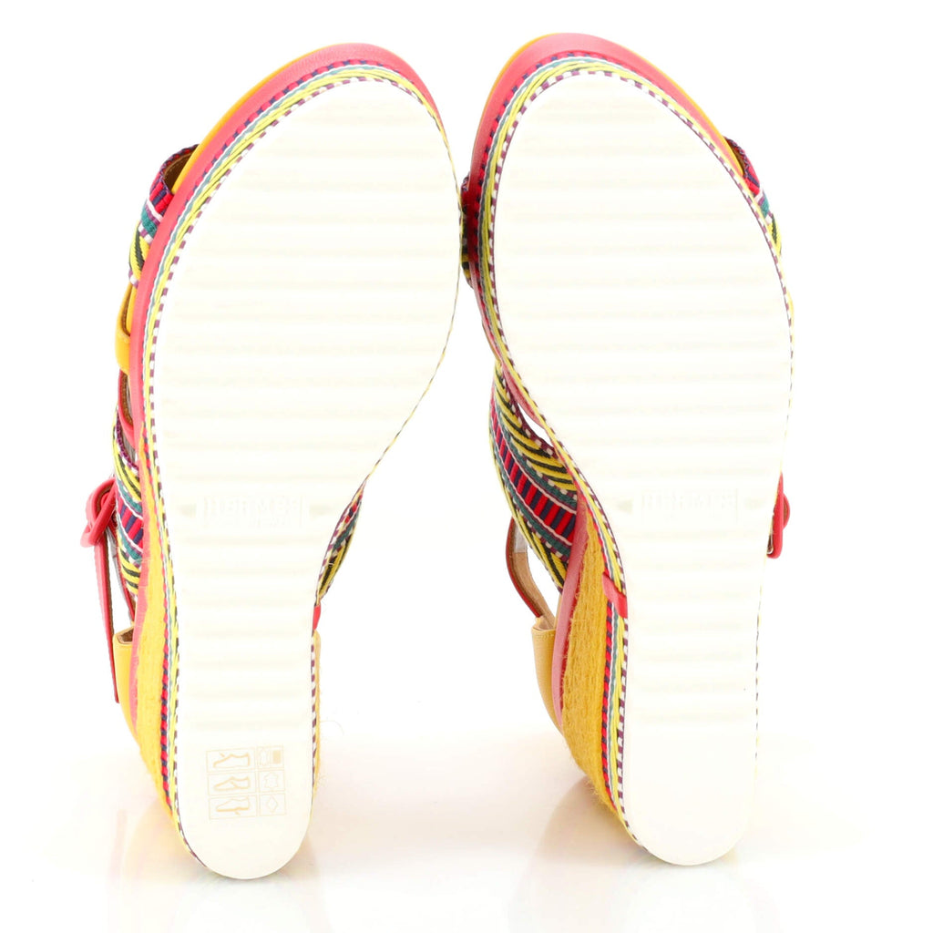 Women's Roma Wedge Espadrille Sandals Leather and Canvas