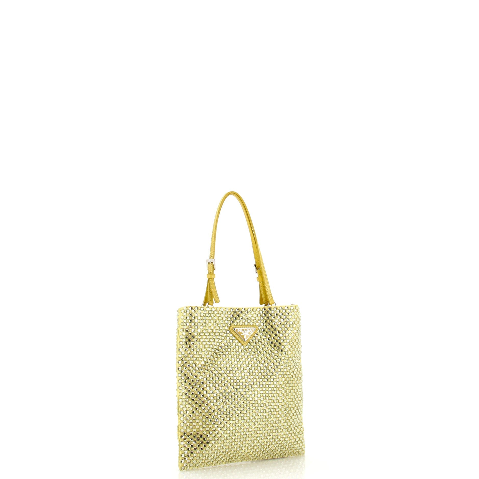 Chain Flat Tote Crystal Embellished Satin Mini