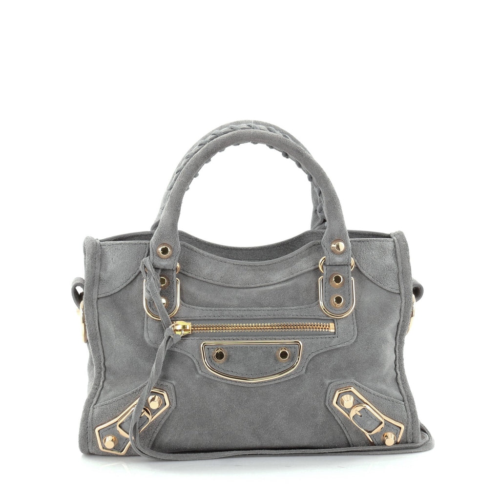 City Classic Metallic Edge Handbag Suede Mini