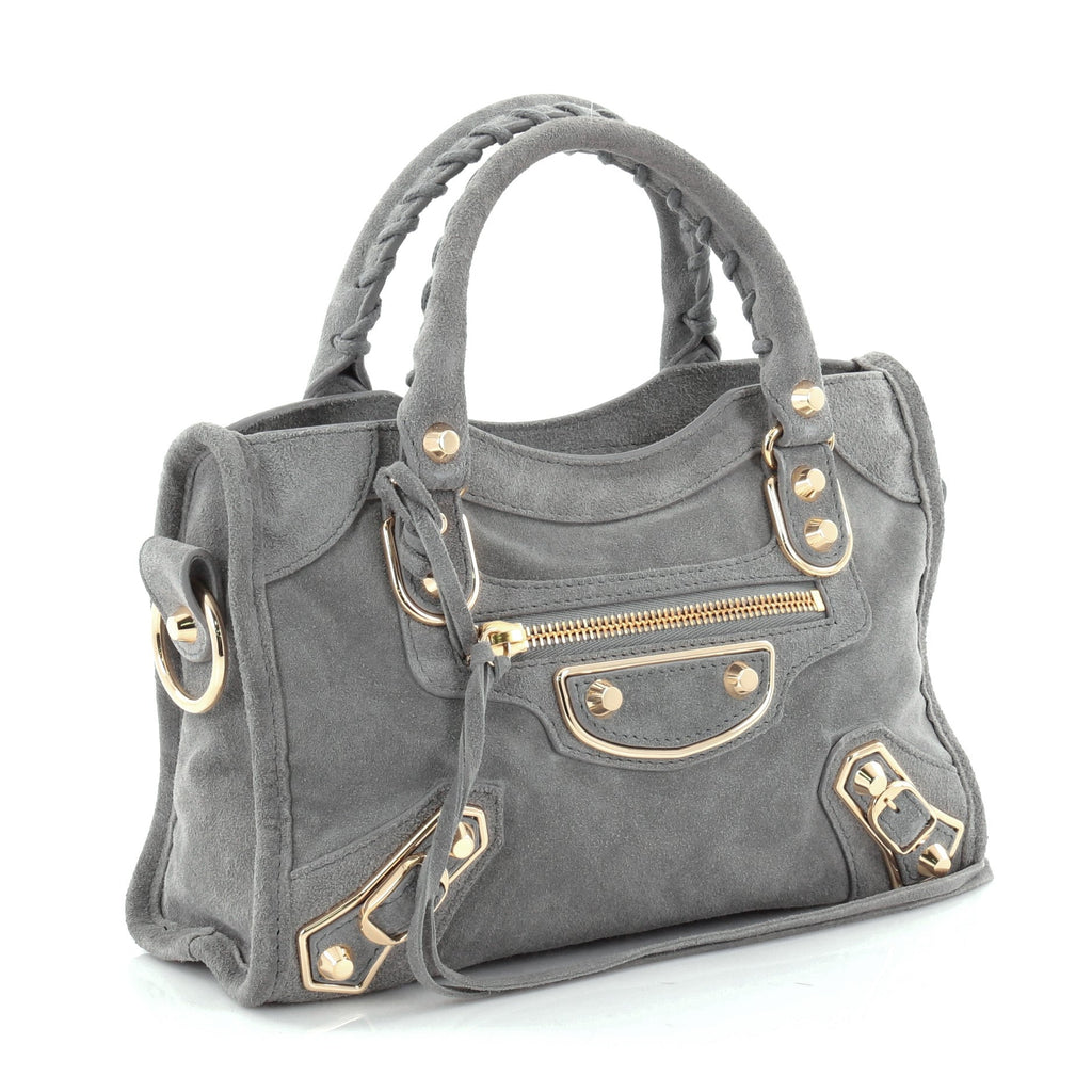 City Classic Metallic Edge Handbag Suede Mini