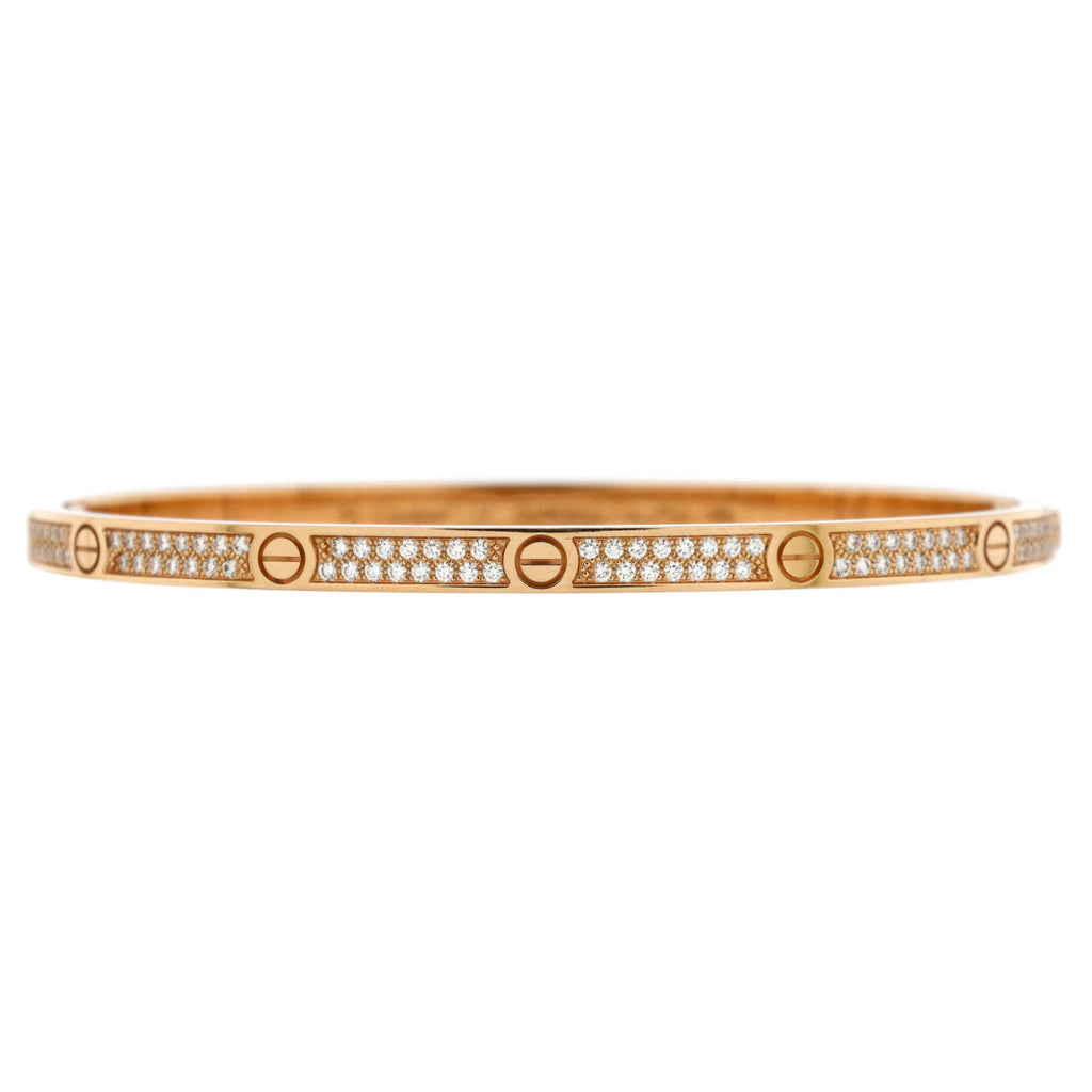 Love Bracelet 18K Rose Gold with Pave Diamonds Small