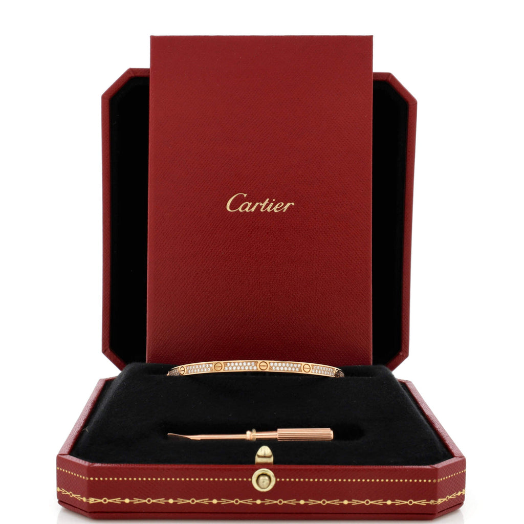 Love Bracelet 18K Rose Gold with Pave Diamonds Small
