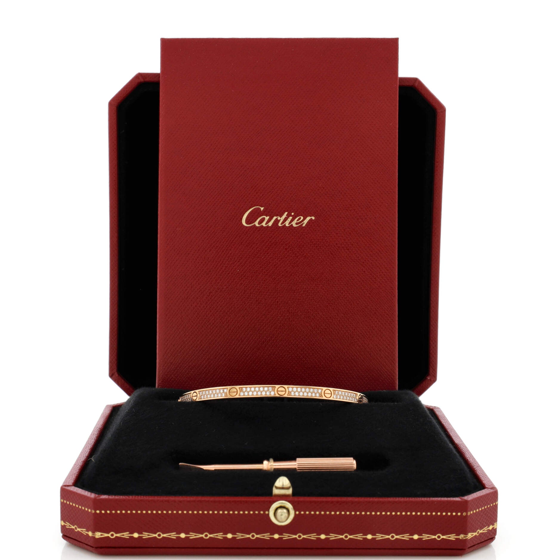 Love Bracelet 18K Rose Gold with Pave Diamonds Small