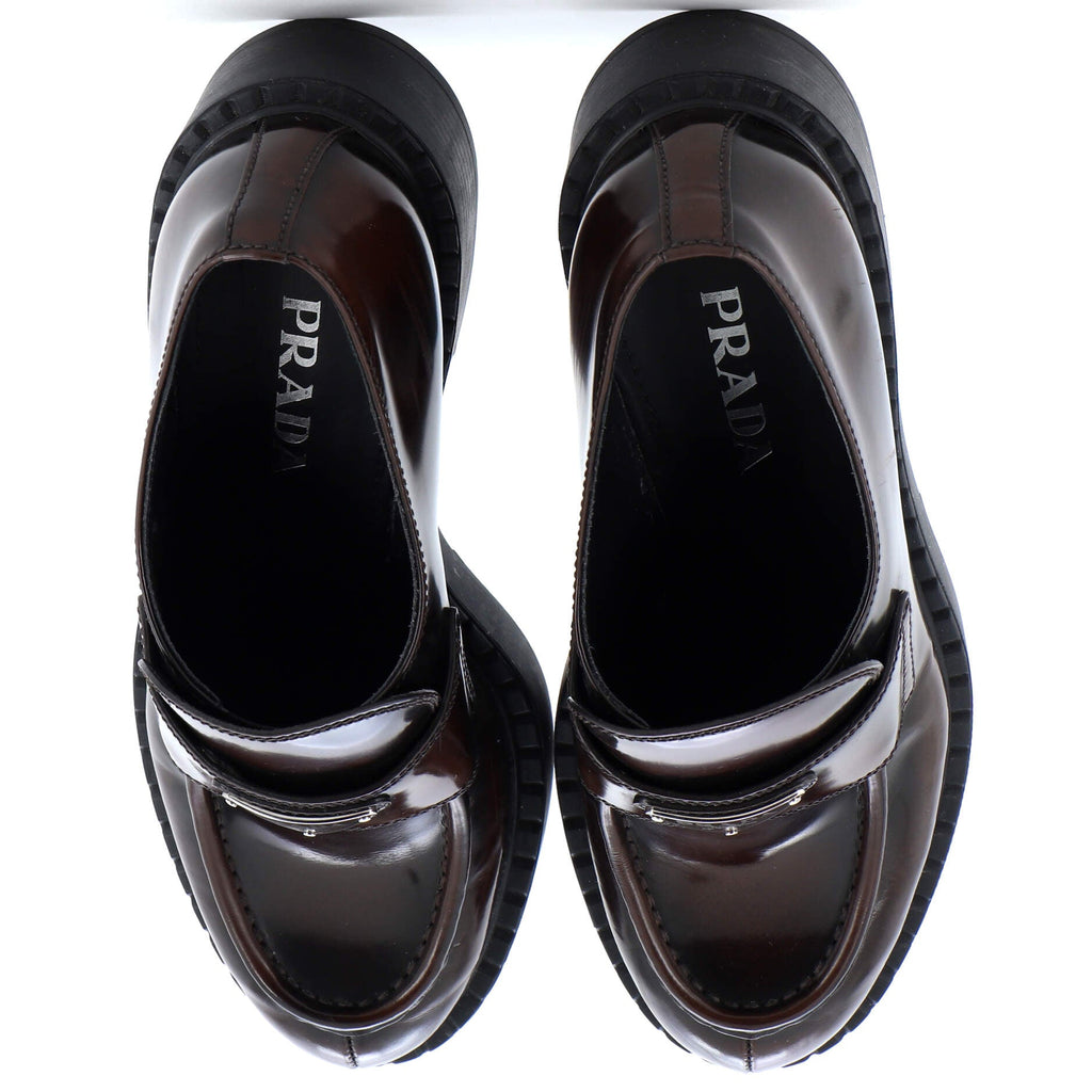 Women's Triangle Logo Loafers Spazzolato Leather
