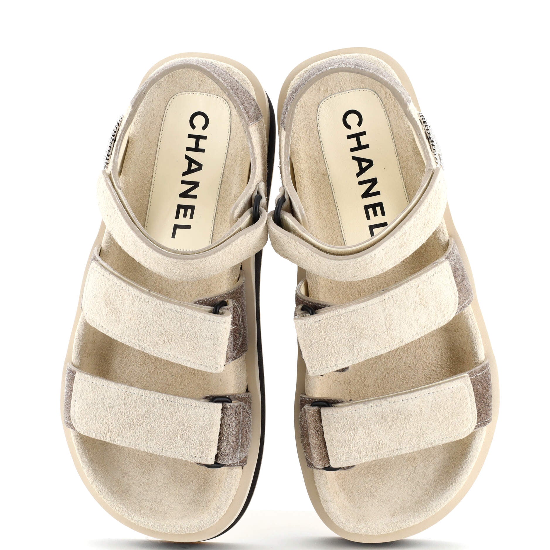Women's Two Strap Velcro Dad Sandals Suede