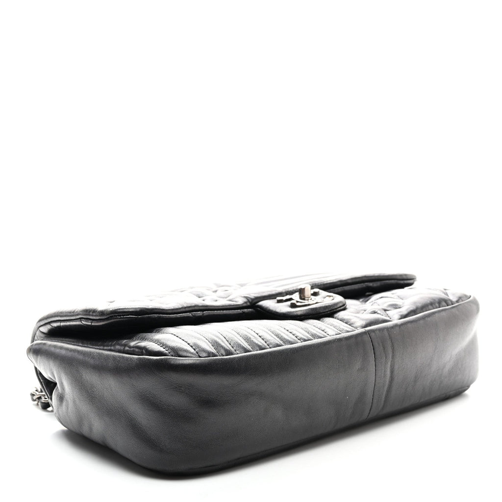 Lambskin Quilted Jumbo Paris Dallas Single Flap Black