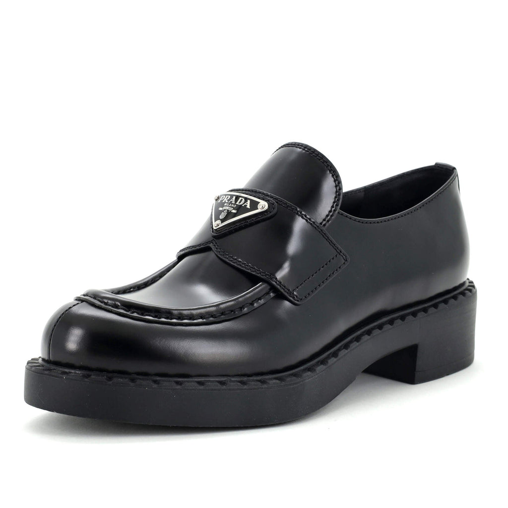 Women's Triangle Logo Loafers Spazzolato Leather