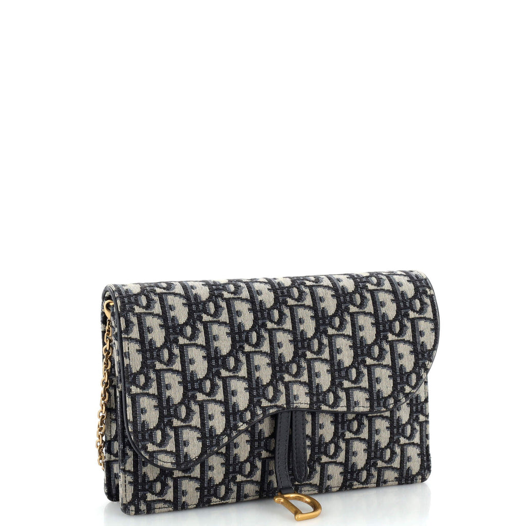 Saddle Chain Clutch Oblique Canvas